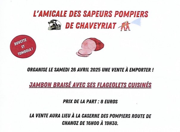 L’Amicale des Sapeurs-Pompiers de Chaveyriat renouvelle leur vente à&nbsp;emporter