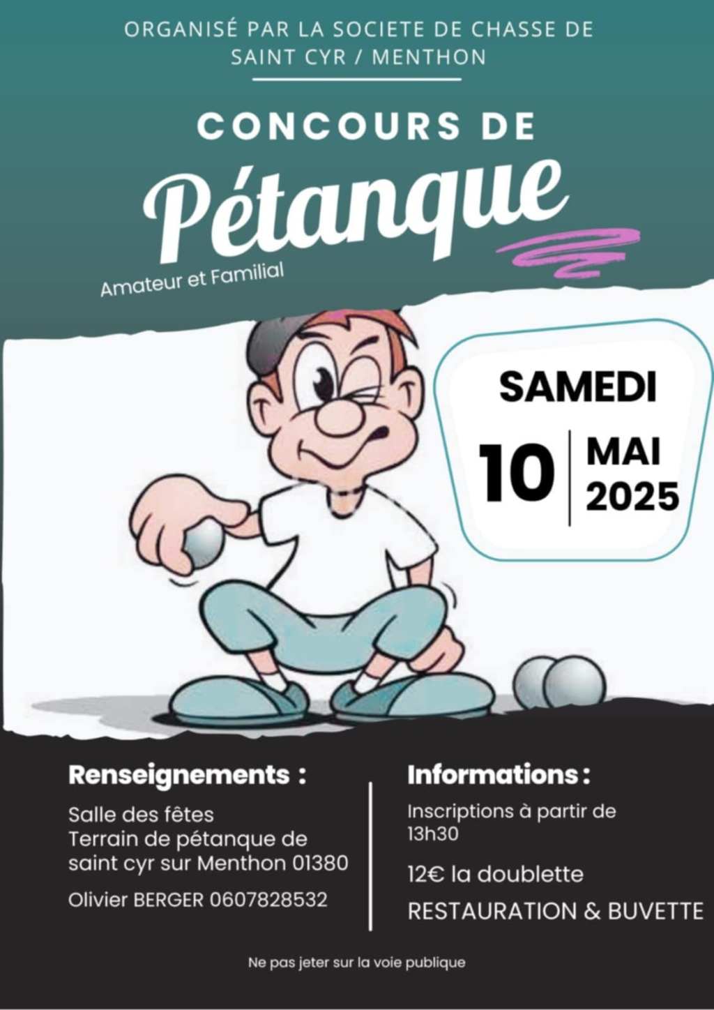 Concours de pétanque amateur et familial à Saint-Cyr-sur-Menthon
