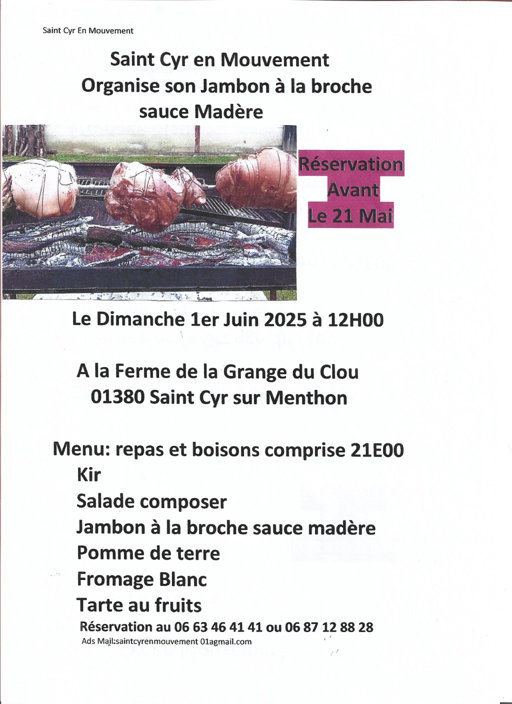 Le jambon à la broche à Saint-Cyr fait son retour le 1er juin 