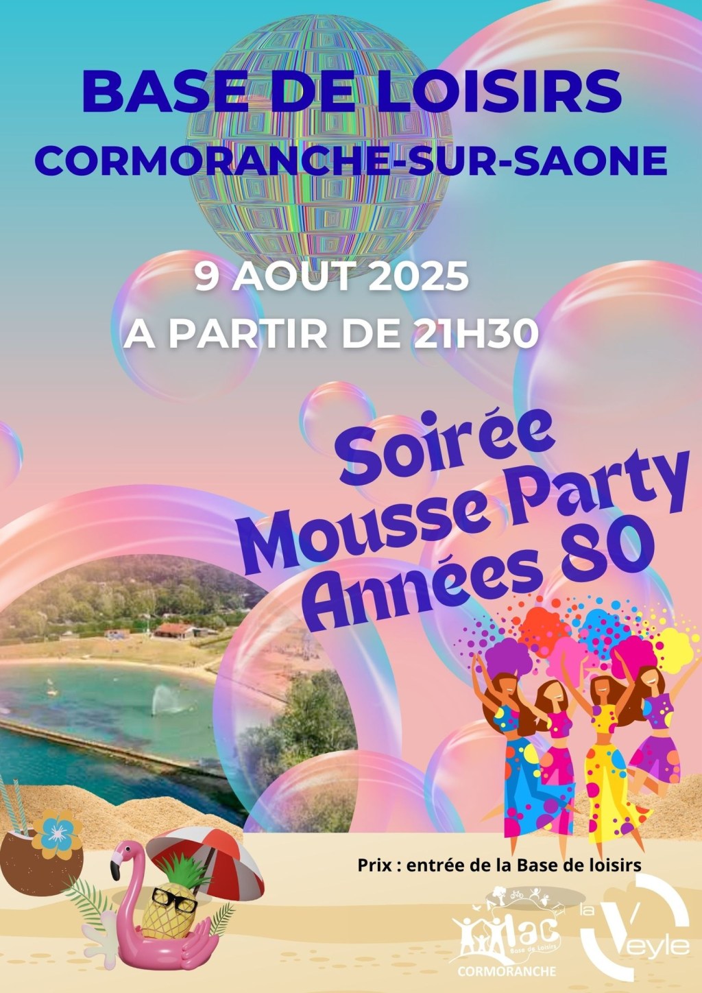 Soirée mousse à la base de loisirs de Cormoranche : dansez sur les sons des années&nbsp;80