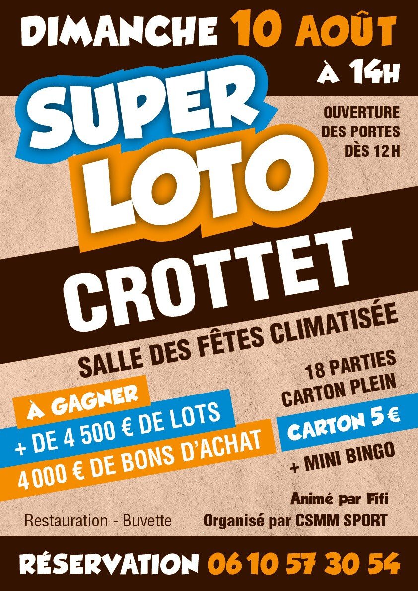 Super loto de l&rsquo;été vous attend à Crottet dimanche avec le CSMM&nbsp;sport