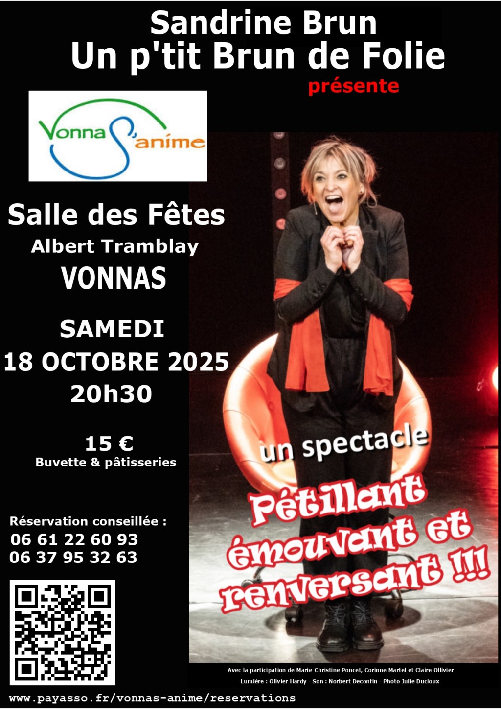 Spectacle « Brun de folie » organisé par Vonnas’Anim le 18&nbsp;octobre