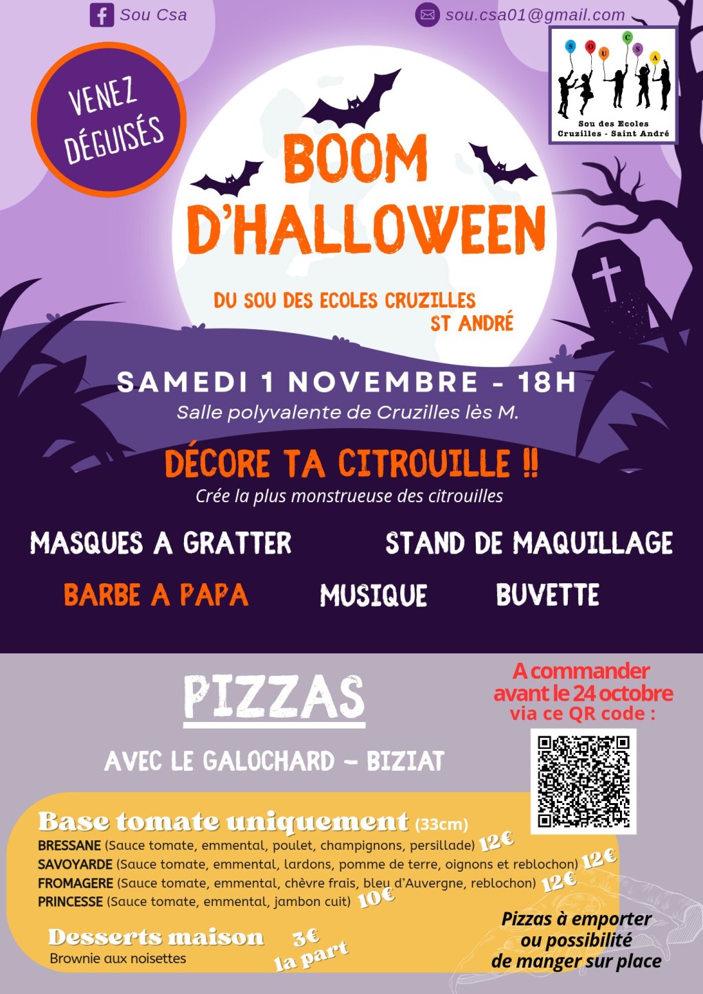 Boum d’Halloween du sou des écoles de Cruzilles-lès-Mépillat et Saint-André-d’Huiriat 