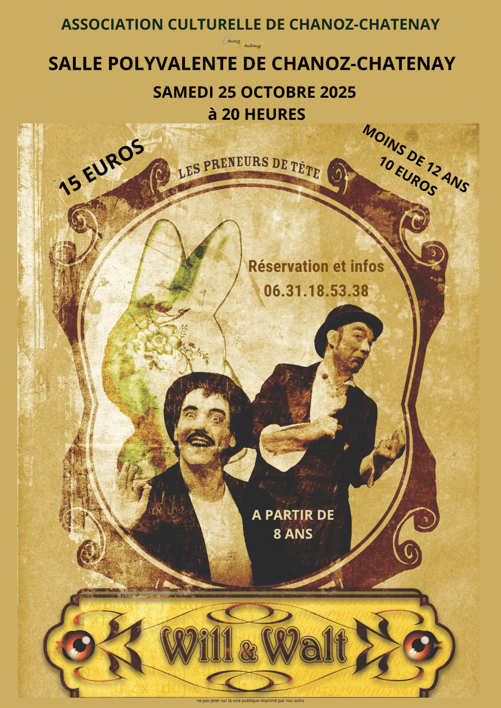 Soirée théâtre à Chanoz-Châtenay avec la compagnie Les Preneurs de tête, samedi 25 octobre 2025 