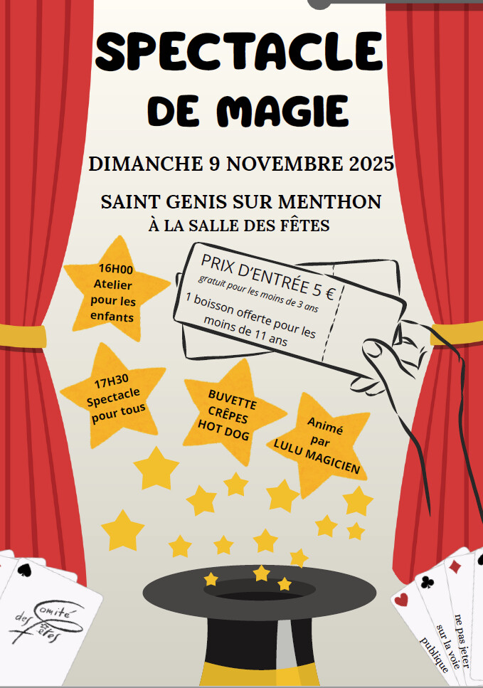 Dimanche 9 novembre, la magie s’invite à Saint-Genis-sur-Menthon