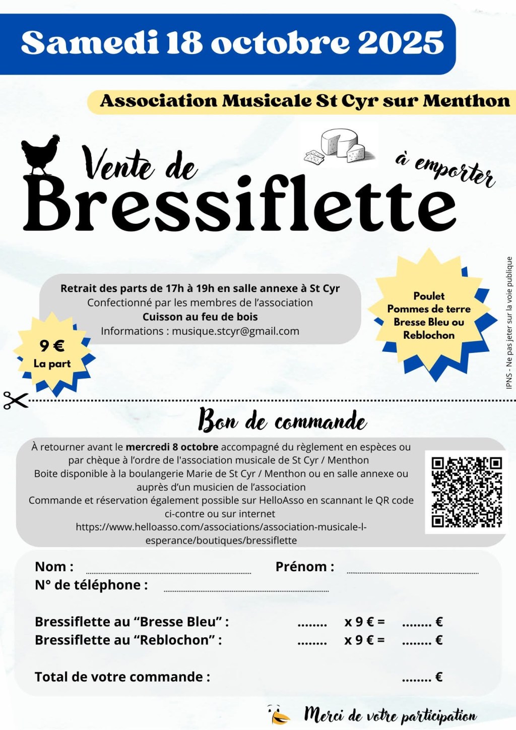 Récupérez vos commande de Bressiflette à Saint-Cyr-sur-Menthon, samedi 18 octobre 2025
