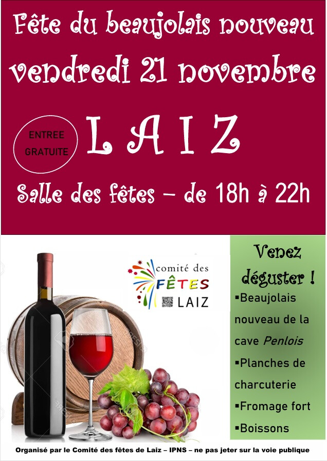 Venez déguster le cru 2025 du Beaujolais nouveau à&nbsp;Laiz