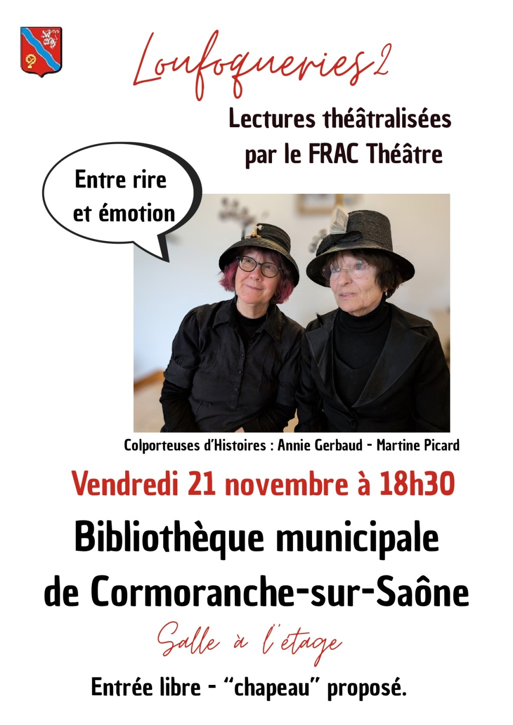 Le vendredi 21 novembre, les lectures théâtralisées « Loufoqueries 2 », proposées par le FRAC&nbsp;Théâtre