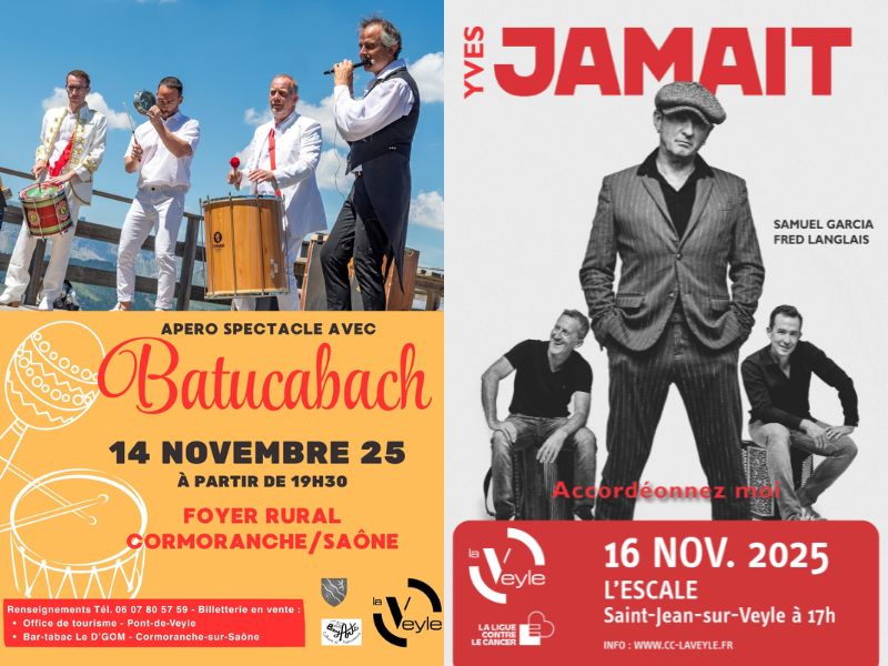 Derniers jours pour acheter vos billets pour les concerts de la Batucabach et d’Yves Jamait&nbsp;!